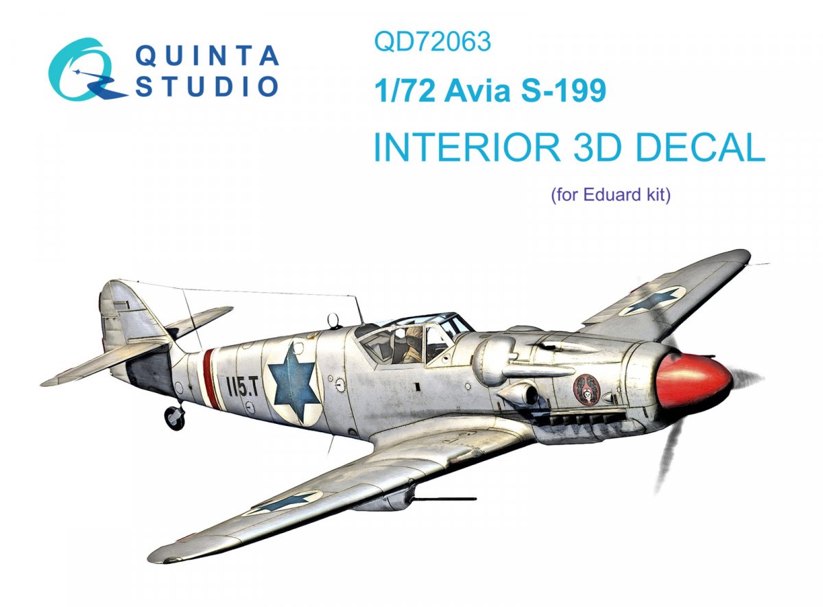 Quinta Studio QD72063 Avia S-199 3D-Printed &amp; colored Interior on decal paper (Eduard) 1/72