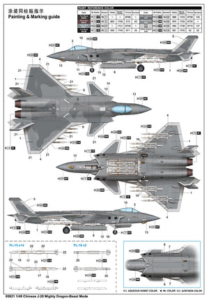 Trumpeter 05821 Chinese J-20 Mighty Dragon-Beast Mode 1/48 – Bild 4