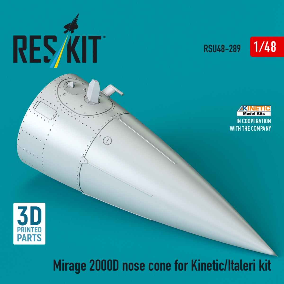 RESKIT RSU48-0289 Mirage 2000D nose cone for Kinetic/Italeri kit (3D Printed) 1/48