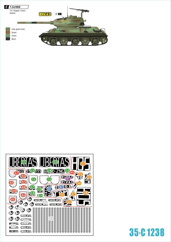 Star Decals 35-C1238 Domovinski Rat / Homeland War 1991-95. T-34/85M 1/35 – image 2