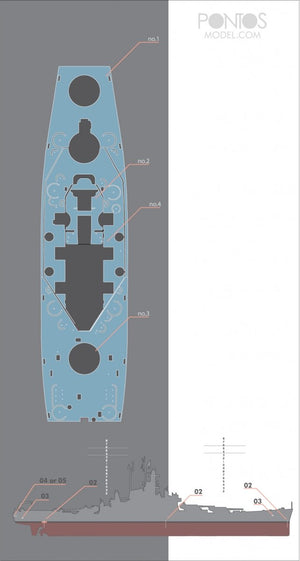 Pontos 35025WD1 USS BB-59 Massachusetts Wooden Deck set 1/350 – image 3