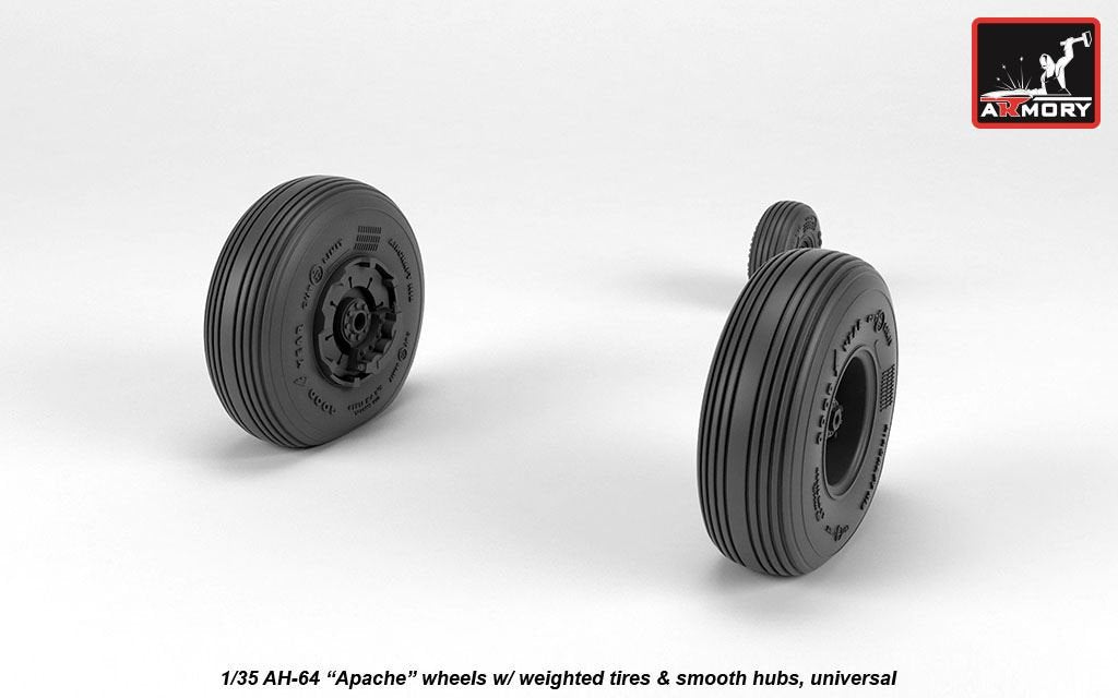 Armory Models AW35304 AH-64 Apache wheels w/ weighted tires, smooth hubs 1/35 – image 4
