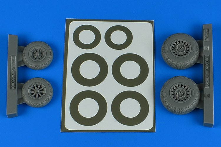 Aires 4847 A-26B/C (B-26B/C) Invader wheels &amp;amp; paint masks early - diamond pattern 1/48 ICM