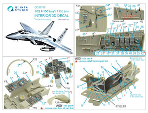 Quinta Studio QD32157 F-15C Late/F-15J late 3D-Printed &amp;amp; colored Interior on decal paper (Tamiya) 1/32 – image 7