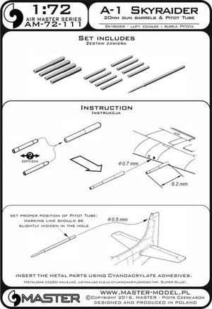 Master AM-72-111 A-1 Skyraider - 20mm cannon barrels and Pitot Tube 1/72 – Bild 4