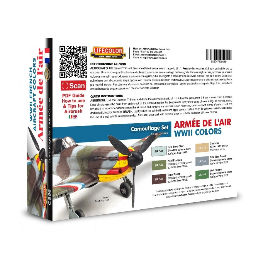 Lifecolor CS56 Acrylic paint set French Aircraft Armée de l&amp;#39;air WWII colors 6x22ml – Bild 2