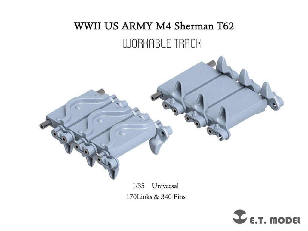 ET Model P35-089 WWII US ARMY M4 Sherman T62 Workable Track (3D Printed) 1/35
