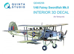 Quinta Studio QD48256 Swordfish Mk.II 3D-Printed &amp;amp; colored Interior on decal paper (Tamiya) 1/48