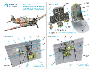 Quinta Studio QD32255 Curtiss H-75 Hawk 3D-Printed &amp;amp; colored Interior on decal paper (Special Hobby) 1/32 – imagen 2