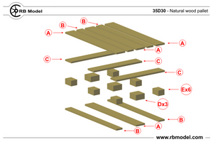 RB Model 35D30 4 x natural wood pallets self assembly kit 1/35 – Bild 6