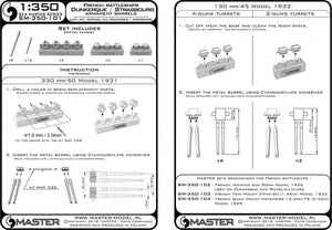 Master SM-350-101 Battleship Dunkerque/Strasbourg armament – ​​330mm barrels (8 pcs.), 130mm barrels (16 pcs.) with resin elements for mounting the barrels (1/350) – obrázek 6