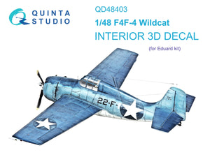 Quinta Studio QD48403 F4F-4 Wildcat 3D-Printed &amp;amp; colored Interior on decal paper (Eduard) 1/48