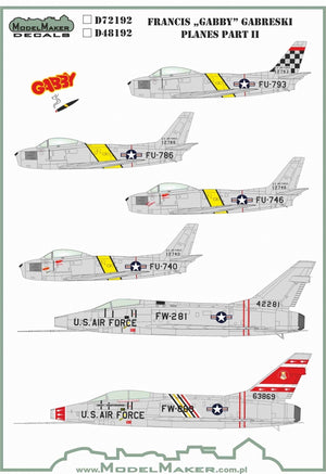 ModelMaker Decals D48192 Francis &amp;quot;GABBY&amp;quot; Gabreski planes part II 1/48