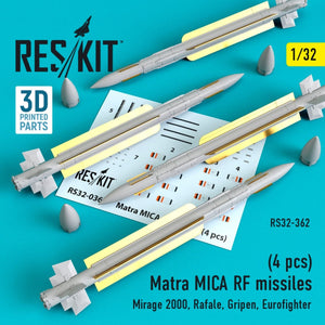 RESKIT RS32-0362 MATRA MICA RF MISSILES (4PCS) 1/32