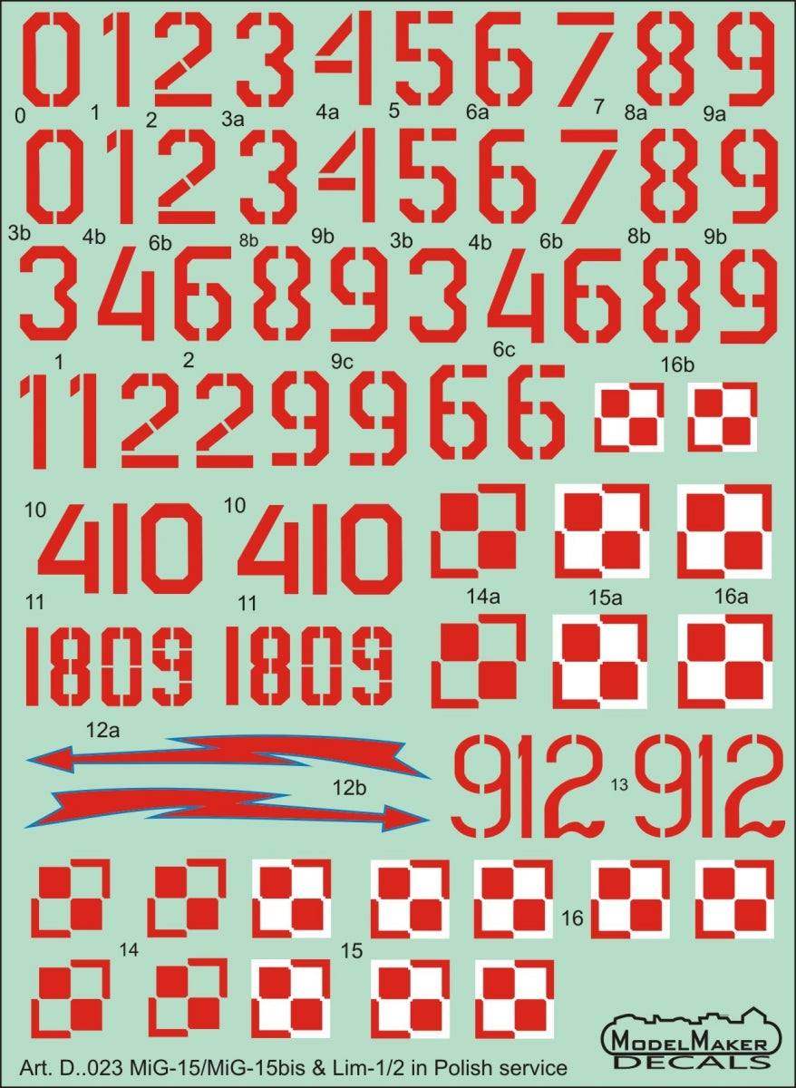 ModelMaker Decals D48023 MiG-15/15bis & Lim-1/2 in Polish service