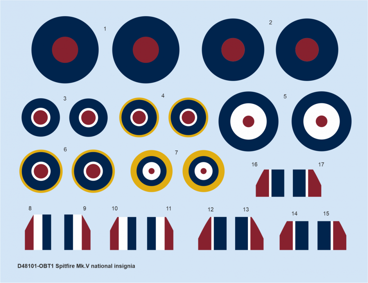 Eduard D48101 Spitfire Mk. V insigne national EDUARD 1/48