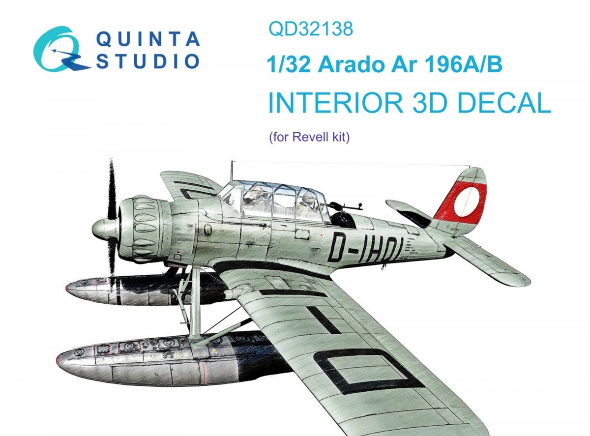Quinta Studio QD32138 Ar 196A/B 3D-Printed &amp;amp; colored Interior on decal paper (Revell) 1/32