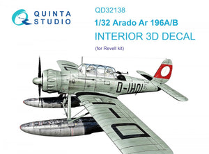 Quinta Studio QD32138 Ar 196A/B 3D-Printed &amp;amp; colored Interior on decal paper (Revell) 1/32