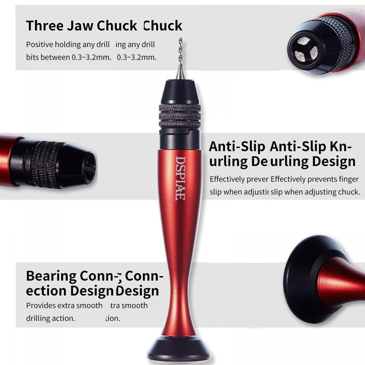 DSPIAE AT-VHDS Aluminum Alloy Hand Drill 0.3-3.2mm / wiertarka z wiertłami – zdjęcie 2