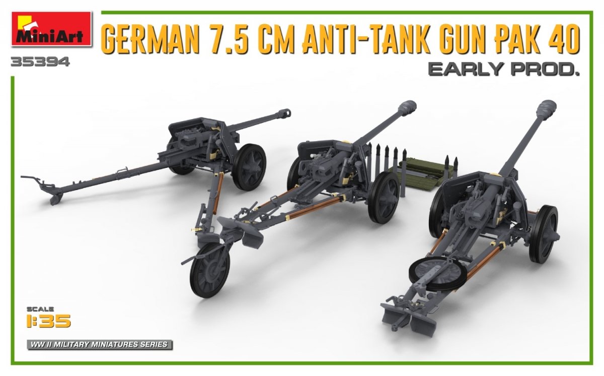 MiniArt 35394 GERMAN 7.5CM ANTI-TANK GUN PAK 40. EARLY PROD 1/35 – imagen 5