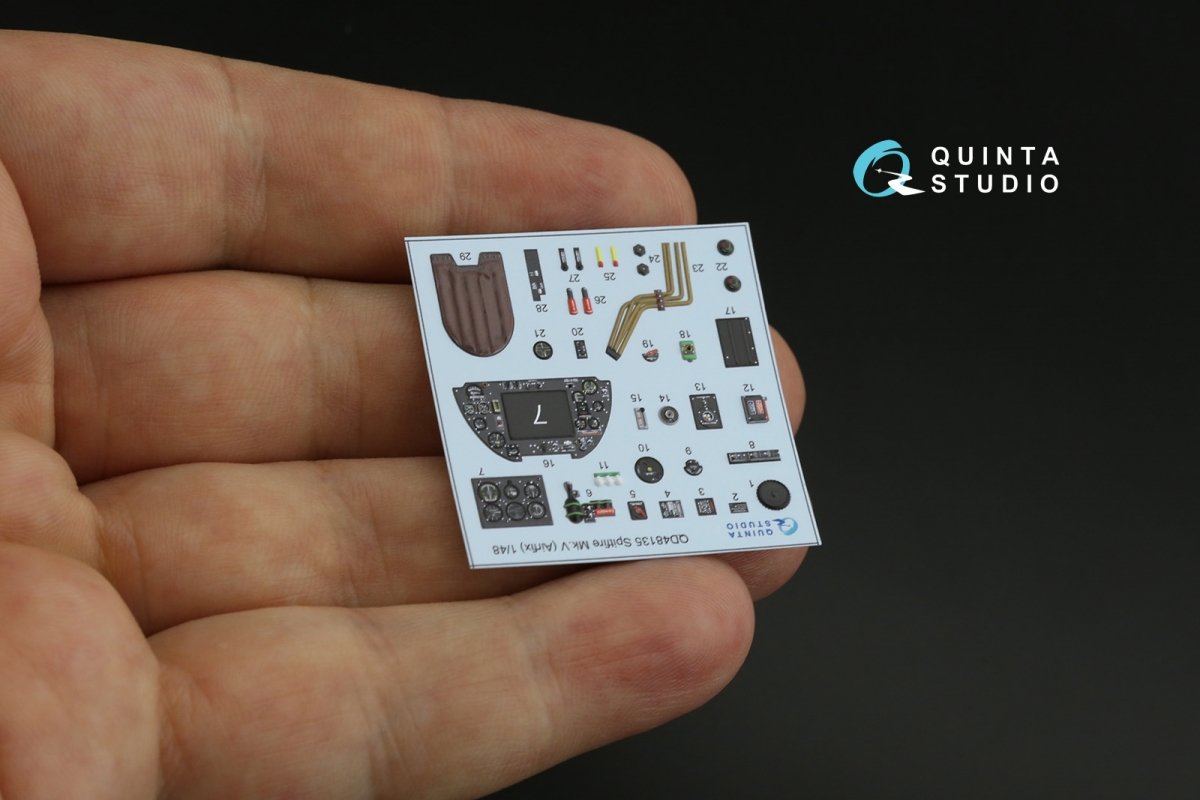 Quinta Studio QD48135 Spitfire Mk.V 3D-Printed &amp;amp; colored Interior on decal paper (Airfix) 1/48 – obrázek 4