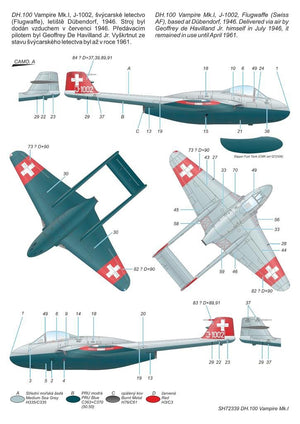 Special Hobby 72339 DH.100 Vampire Mk. I The First Jet Guardians of Neutrality 1/72 – obrázek 5