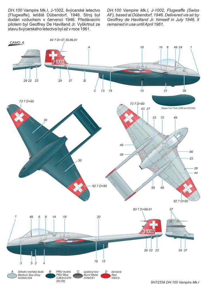 Special Hobby 72339 DH.100 Vampire Mk. I The First Jet Guardians of Neutrality 1/72 – obrázek 5