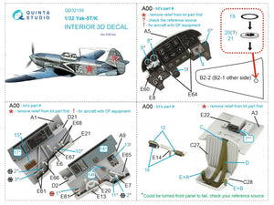 Quinta Studio QD32159 Yak-9 T/K 3D-Printed &amp;amp; colored Interior on decal paper (ICM) 1/32 – obrázek 11