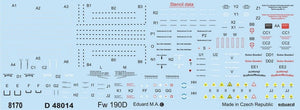 Pochoirs Eduard D48014 Fw 190D 1/48