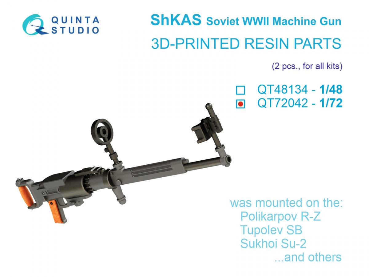 Quinta Studio QT72042 ShKAS Machine Gun (Soviet, WWII), 4 pcs (for all kits) 1/72