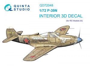 Quinta Studio QD72048 P-39N 3D-Printed &amp;amp; colored Interior on decal paper (RS Models) 1/72