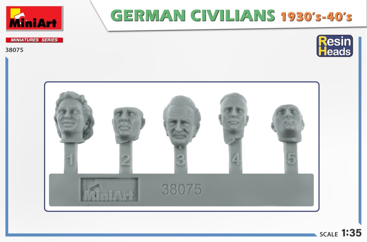 MiniArt 38075 GERMAN CIVILIANS 1930-40S. RESIN HEADS 1/35 – obrázek 2