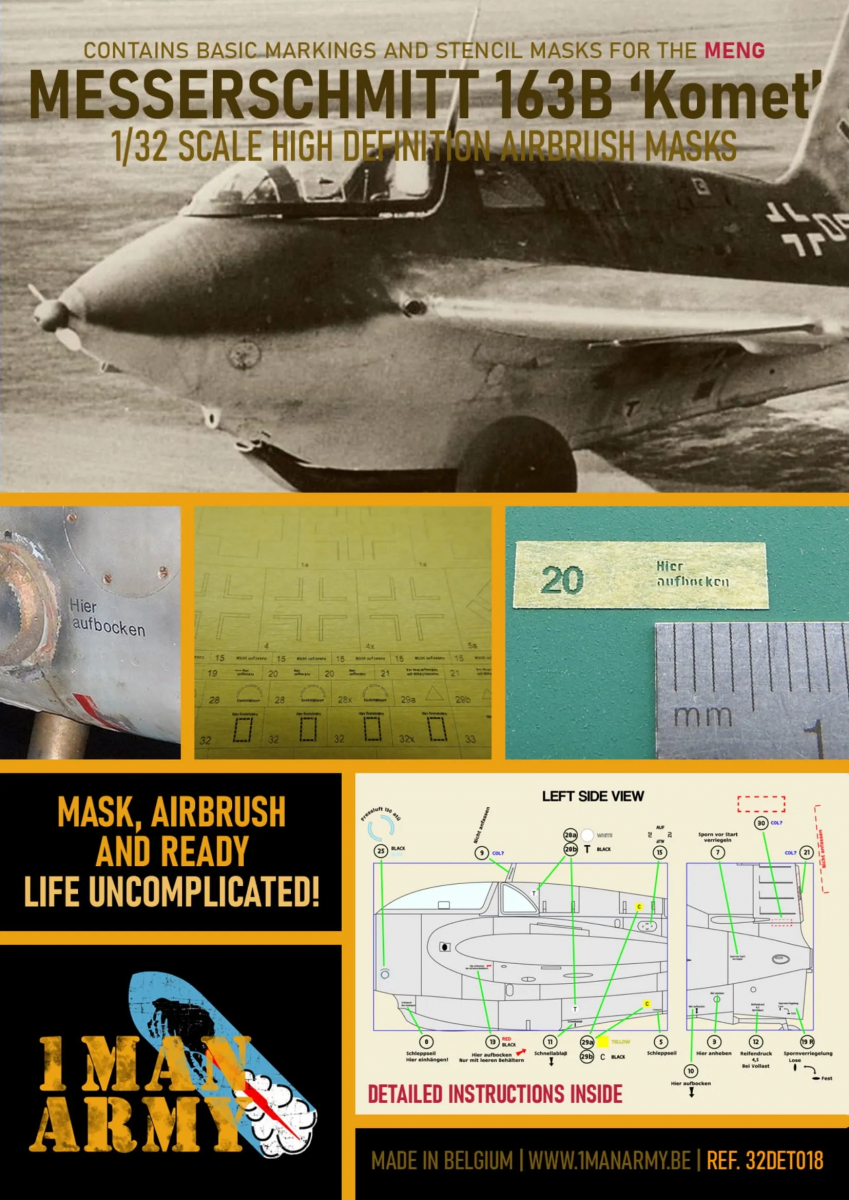 1 Man Army 32DET018 Messerschmitt Me 163 B Komet (for Meng) 1/32