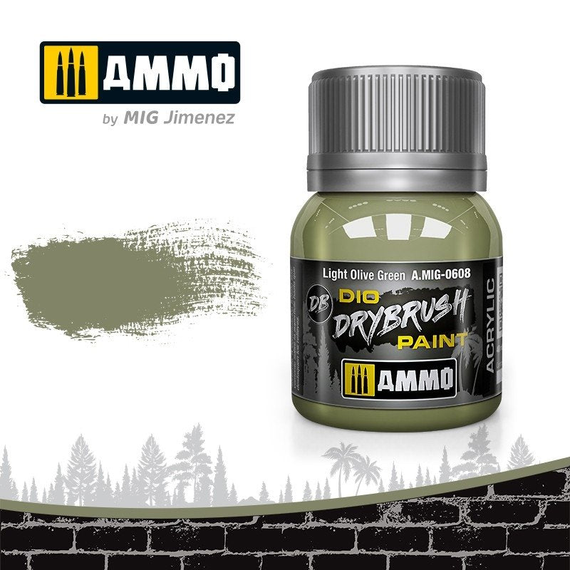 Ammo of Mig 0608 DRYBRUSH Light Olive Green 40ml