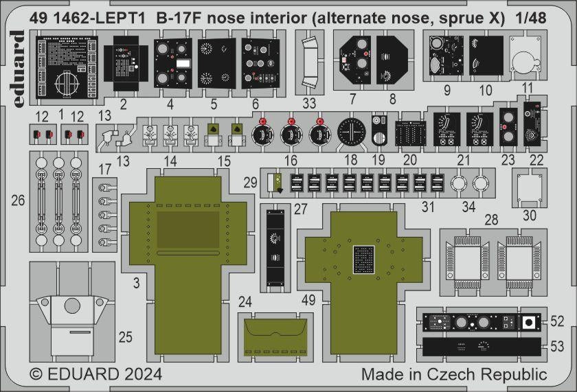 Eduard 491462 B-17F nose interior (alternate nose, sprue X) EDUARD 1/48
