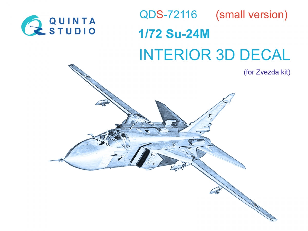 Quinta Studio QDS-72116 Su-24M 3D-Printed colored Interior on decal paper (Zvezda) (small version) 1/72