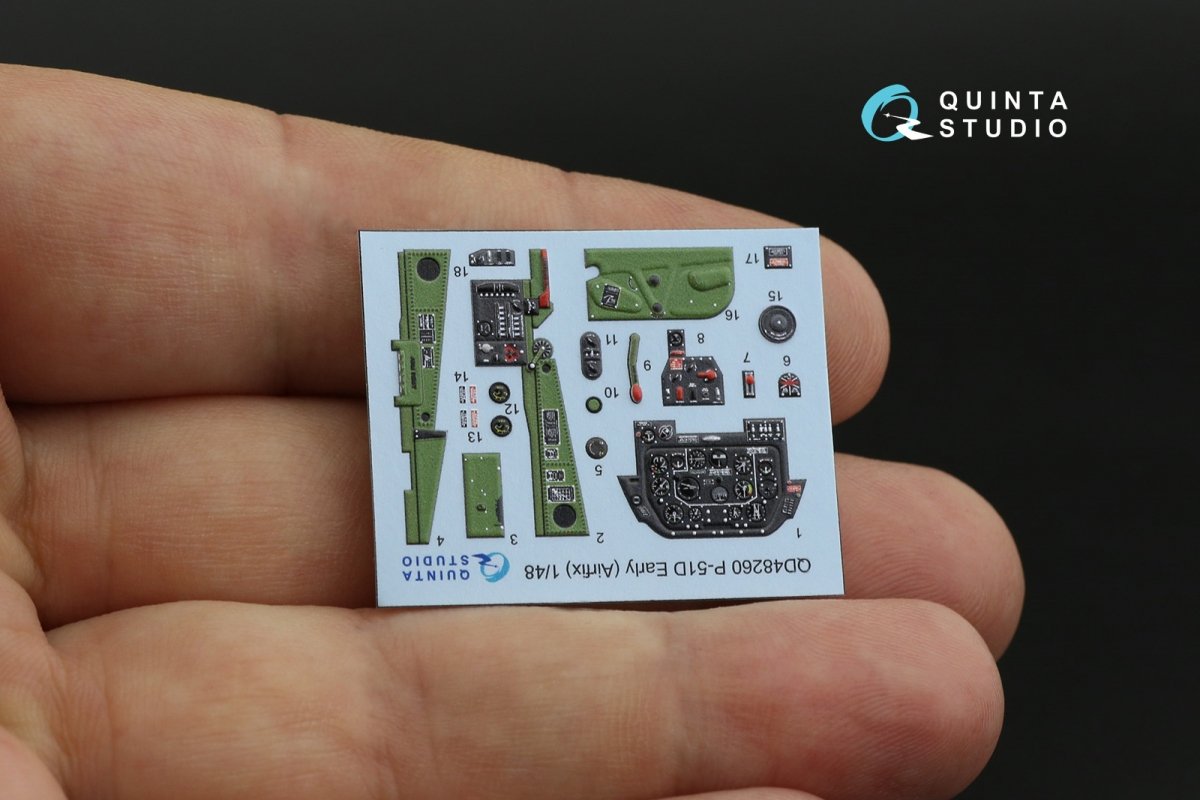 Quinta Studio QD48260 P-51D Early 3D-Printed &amp;amp; colored Interior on decal paper (Airfix) 1/48 – immagine 11