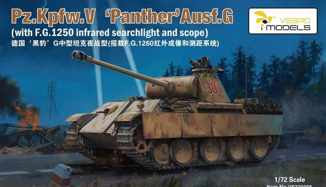 Vespid Models VS720008 Pz.Kpfw.V 'Panther' Ausf.G (with FG1250 infrared searchlight and scope) 1/72