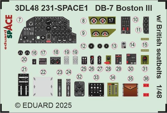 Eduard 3DL48231 DB-7 Boston III With British Seatbelts SPACE HK Models 1/48 – image 3