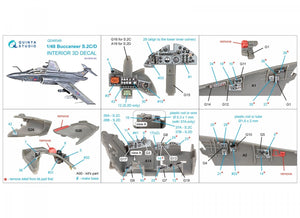 Quinta Studio QD48348 Buccaneer S.2C/D 3D-Printed &amp;amp; colored Interior on decal paper (Airfix) 1/48 – immagine 2