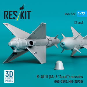 RESKIT RS72-0527 R-40TD (AA-6 &amp;quot;Acrid&amp;quot;) missiles (2 pcs) (3D Printed) 1/72 – image 2