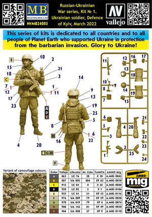 Master Box 24085 Russian-Ukrainian War series, Kit No 1. Ukrainian soldier, Defense of Kyiv, March 2022 1/24 – image 2