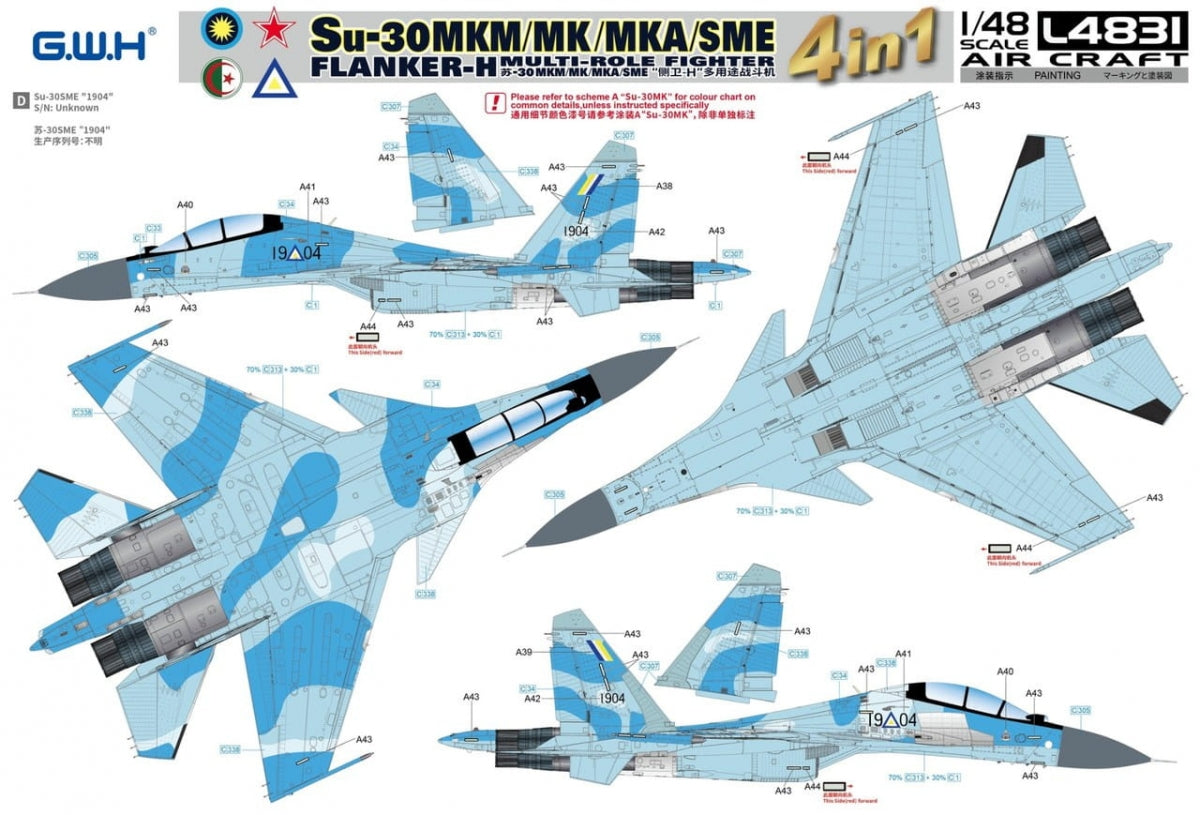 Great Wall Hobby L4831 Su-30 MKM / MK / MKA / SME &amp;#39;Flanker H&amp;#39; Multirole Fighter 4 In 1 1/48 – Bild 7