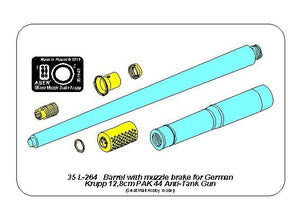 Aber 35L-264 Barrel with muzzle brake for German Krupp 12.8cm PAK 44 anti-tank gun (Great Wall) 1/35 – imagen 3