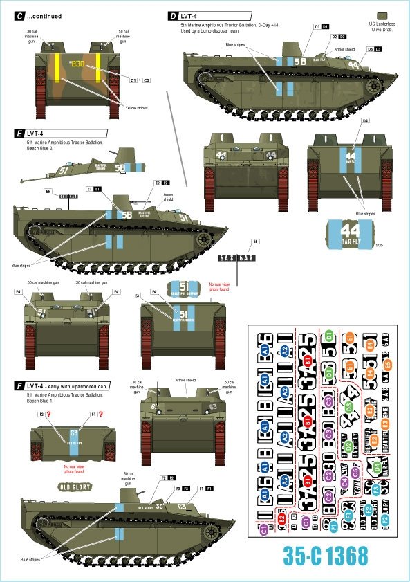 Star Decals 35-C1368 US PACIFIC WARS - IWO JIMA USMC LVT-4 Amtracks 1/35 – image 2
