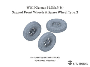 ET Model P35-133 WWII German Sd.Kfz.7(8t) Sagged Front Wheels &amp;amp; Spare Wheel Type.2 for Dragon / Trumpeter kit 1/35