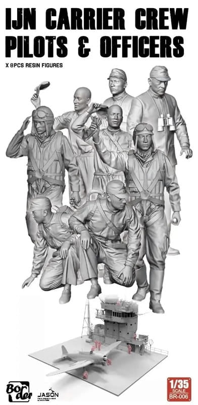 Border Model BR-006 IJN Carrier Crew Pilots &amp;amp; Officers x 8 resin figures 1/35