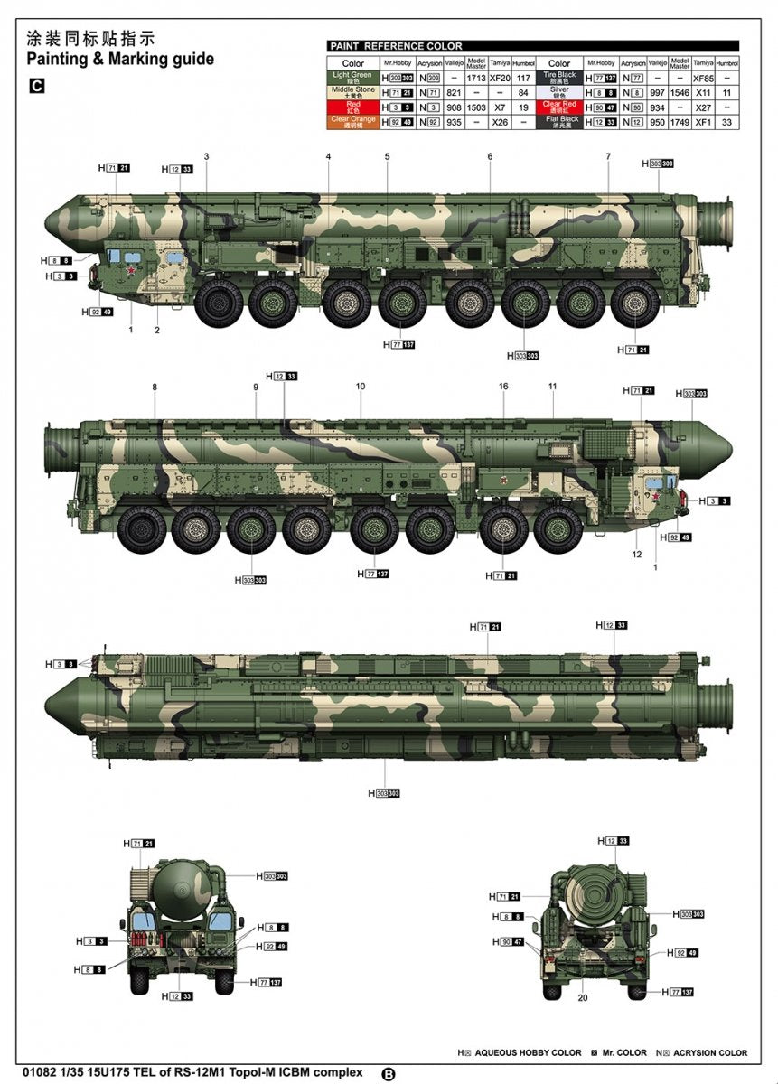 Trumpeter 01082 15U175 TEL of RS-12M1 Topol-M ICBM complex 1/35 – obrázek 26
