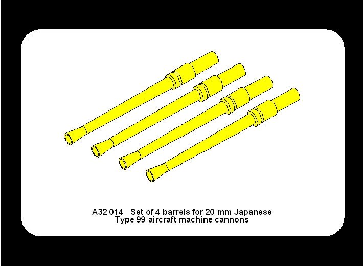 Aber A32014 Set of 4 barrels for Japanese 20 mm Type 99 aircraft machine cannons 1/32 – image 5