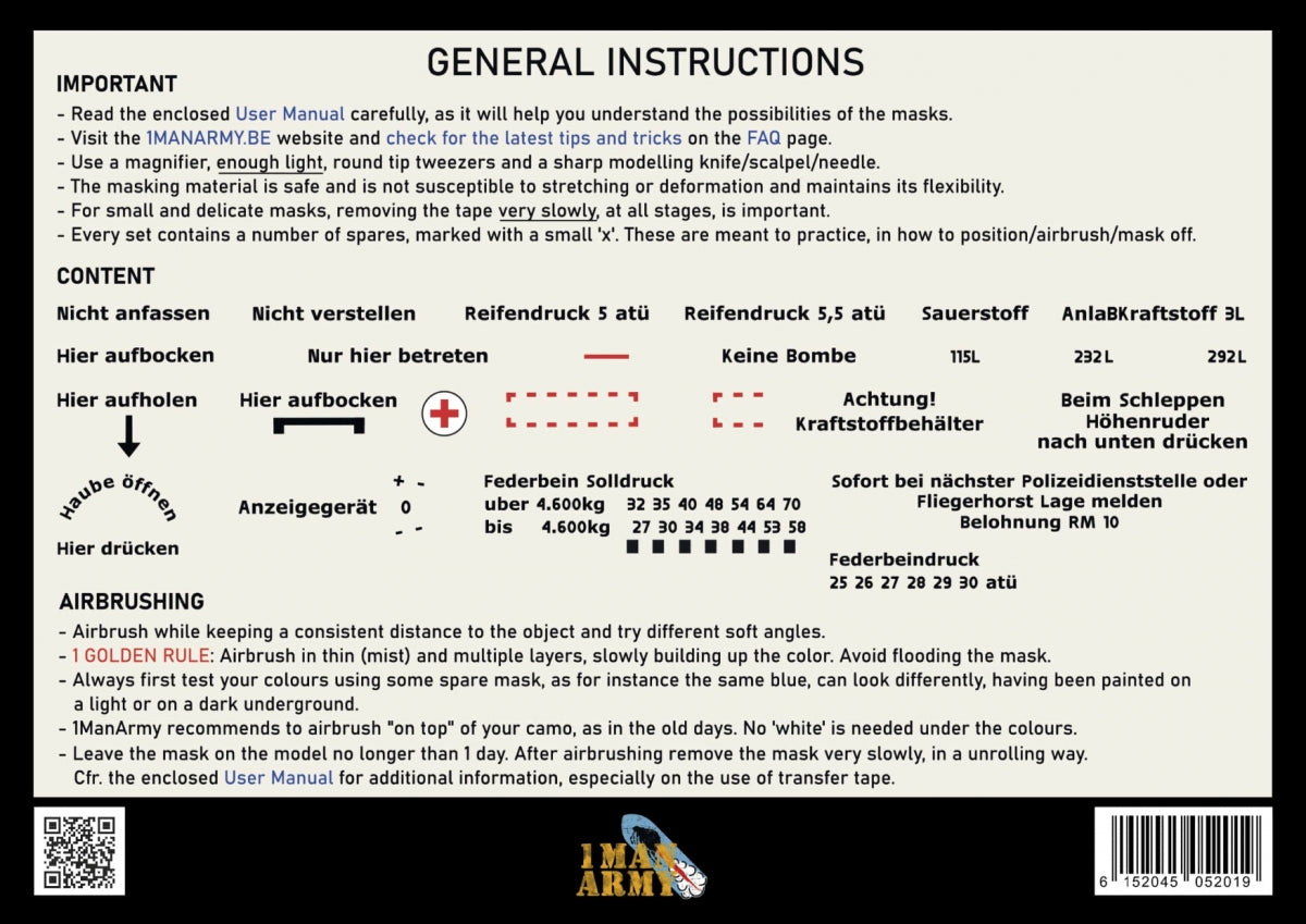 1 Man Army 48GEN305 Focke Wulf 190 A-Series Data Stencils 1/48 – obrázek 2